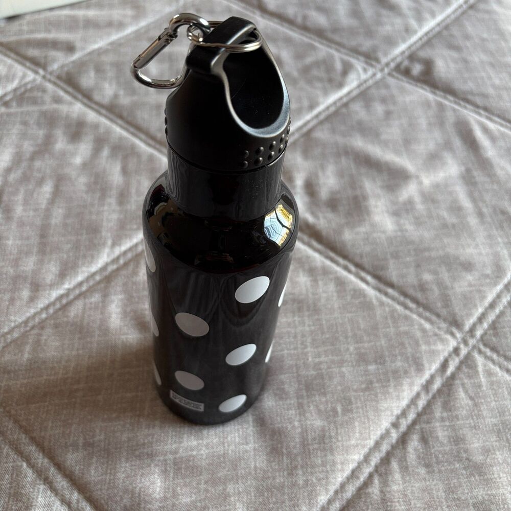 Victoria Secret PINK Black White Polka Dot Aluminum Water Bottle Carabiner